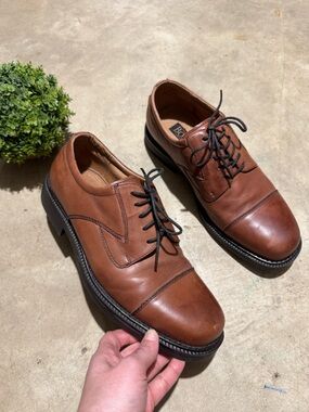 Borelli Brown Leather Dress Shoes Men Size 9.5 Business Casual Cap Top Classic
